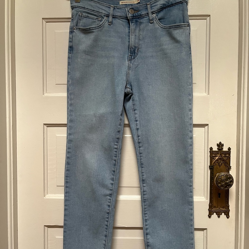 LEVI'S Light Wash 724 High Rise Straight Crop Jean